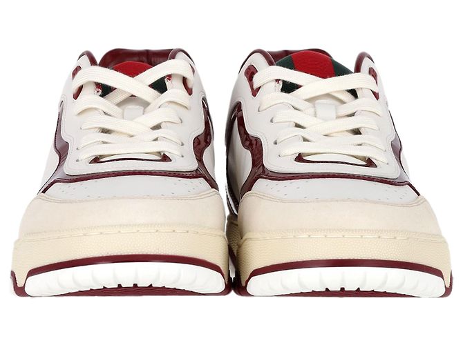 Baskets Gucci Re-Web basses en cuir bordeaux - vue 3