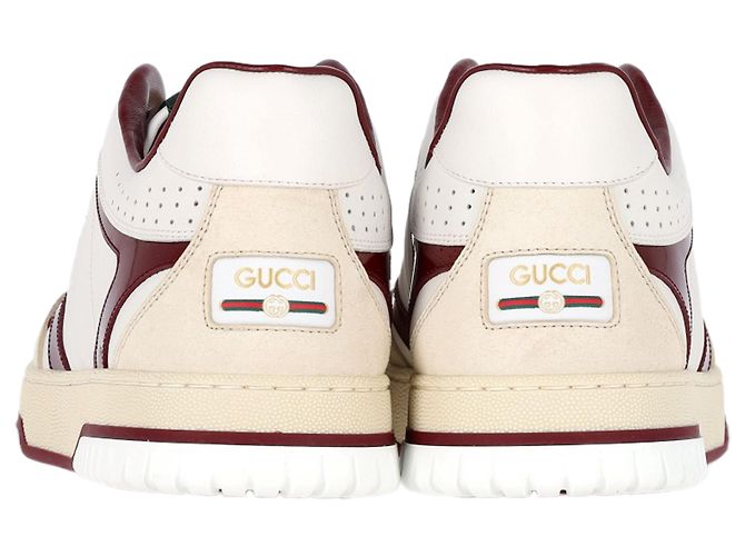Baskets Gucci Re-Web basses en cuir bordeaux - vue 4