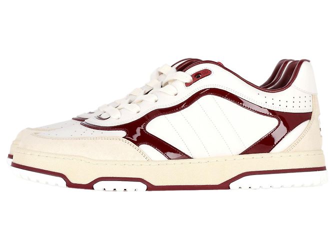 Baskets Gucci Re-Web basses en cuir bordeaux - vue 5