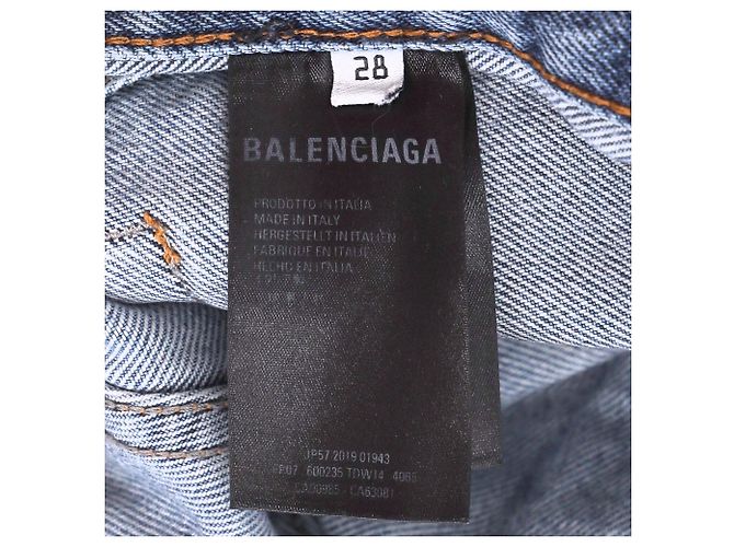 Pantalones de mezclilla azul de algodón de tiro alto, corte regular 3/4 de Balenciaga - vista 4