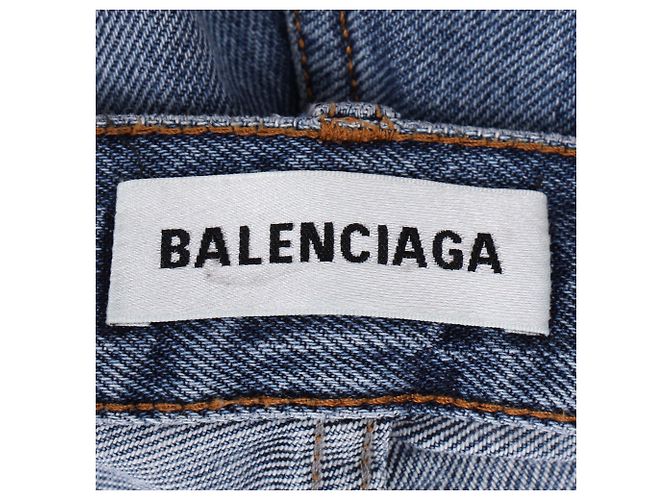Pantalones de mezclilla azul de algodón de tiro alto, corte regular 3/4 de Balenciaga - vista 5