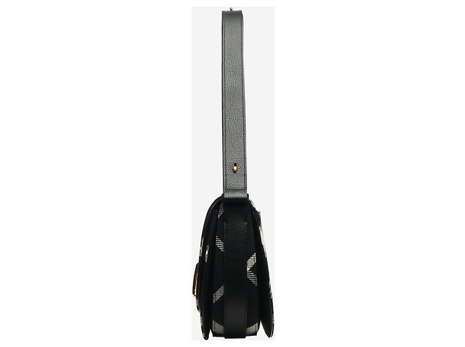 Burberry Borsa a spalla a quadri in jacquard nero - vista 4