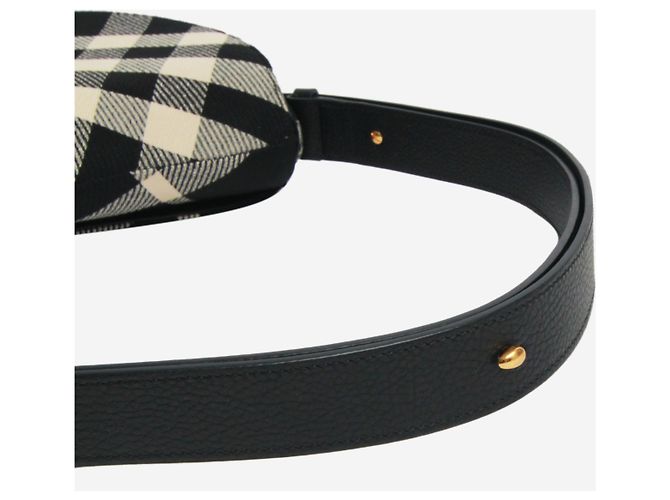 Burberry Borsa a spalla a quadri in jacquard nero - vista 5