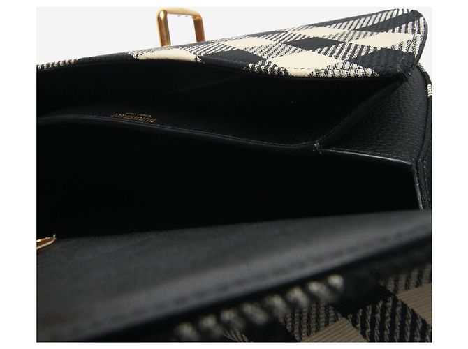 Burberry Borsa a spalla a quadri in jacquard nero - vista 7