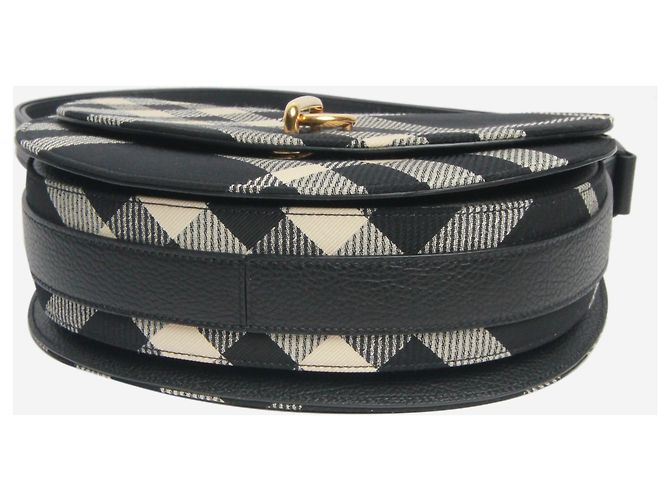 Burberry Borsa a spalla a quadri in jacquard nero - vista 8