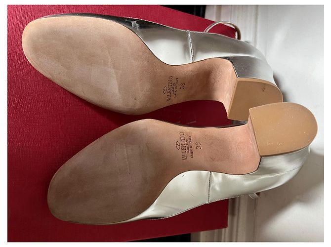 Décolleté Slingback Valentino Garavani Argentate Pelle 36 Argento - vista 11