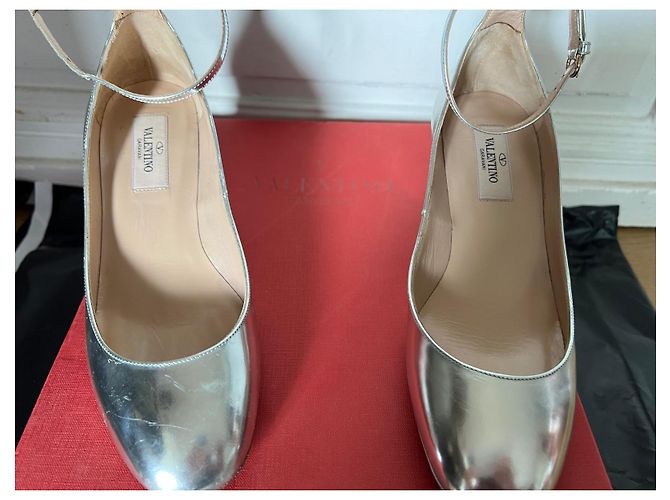 Décolleté Slingback Valentino Garavani Argentate Pelle 36 Argento - vista 2