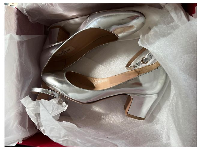 Décolleté Slingback Valentino Garavani Argentate Pelle 36 Argento - vista 4