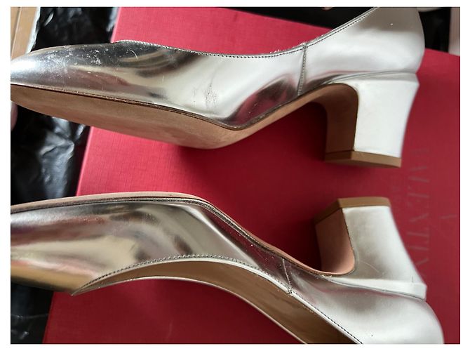 Décolleté Slingback Valentino Garavani Argentate Pelle 36 Argento - vista 5