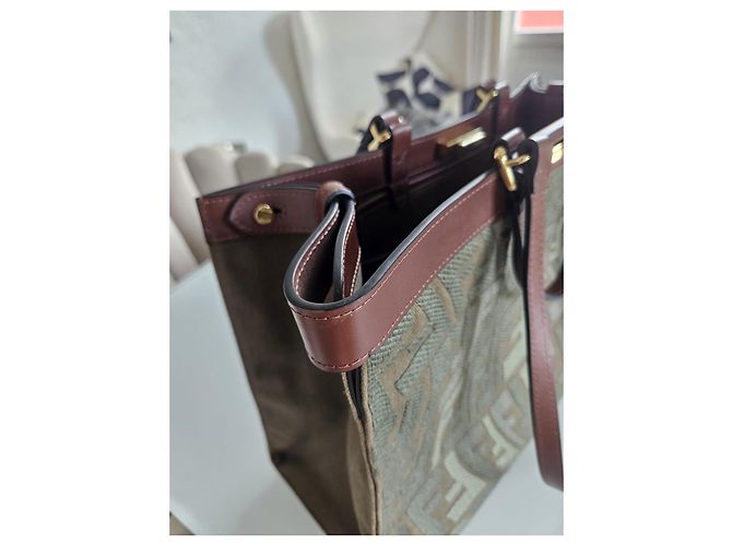 Borsa a Spalla Fendi 8BH374 FF Peekaboo X Tote Verde - vista 10