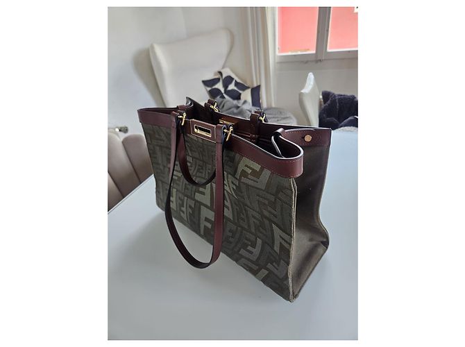 Borsa a Spalla Fendi 8BH374 FF Peekaboo X Tote Verde - vista 4