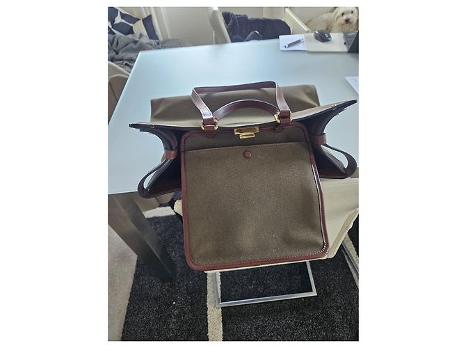 Borsa a Spalla Fendi 8BH374 FF Peekaboo X Tote Verde - vista 6