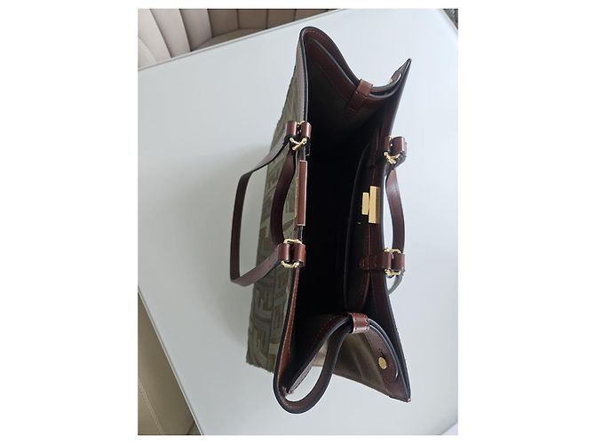 Borsa a Spalla Fendi 8BH374 FF Peekaboo X Tote Verde - vista 8