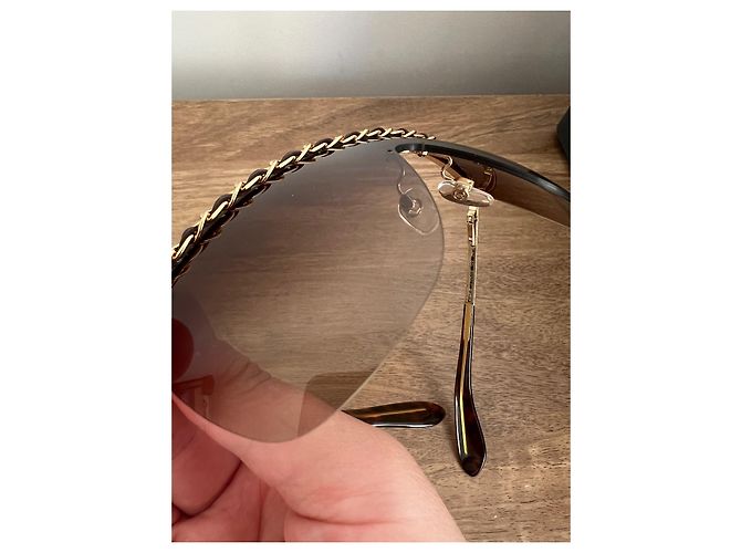 Gafas de sol Chanel con cadena Castaño - vista 12