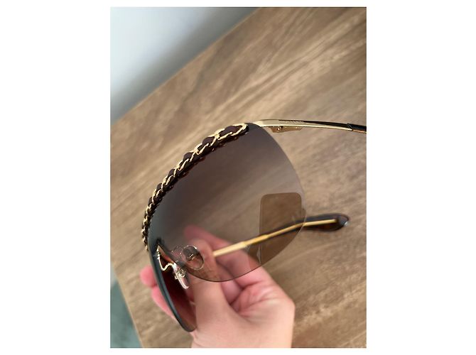 Gafas de sol Chanel con cadena Castaño - vista 9