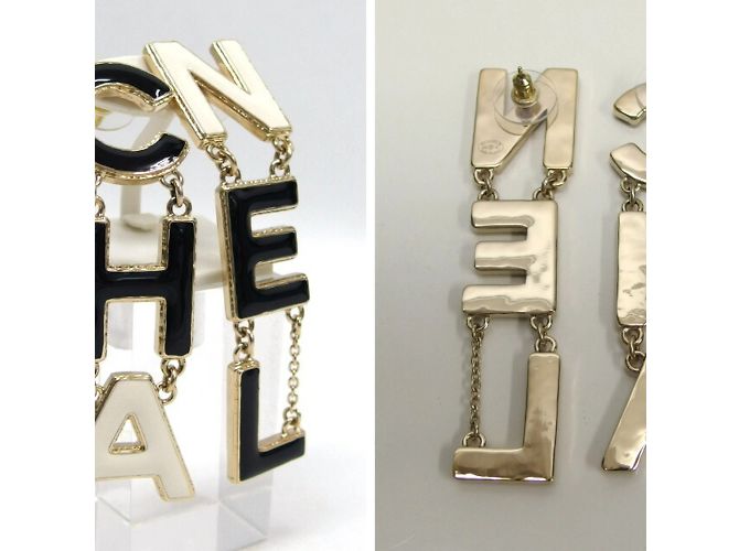 Chanel B22A Steckerohrringe Schwarz Weiß Golden - Ansicht 4