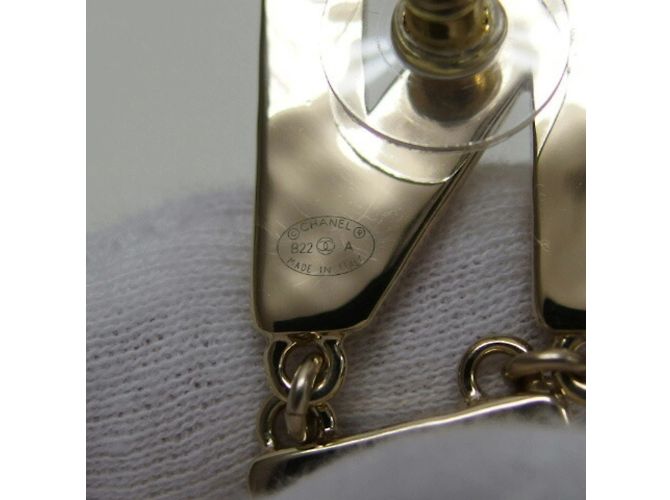 Chanel B22A Steckerohrringe Schwarz Weiß Golden - Ansicht 7