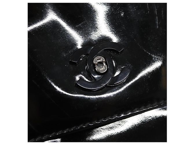 CHANEL COCO Borsa a spalla in pelle verniciata Nera Argento CC Auth yk14331 Nero - vista 14