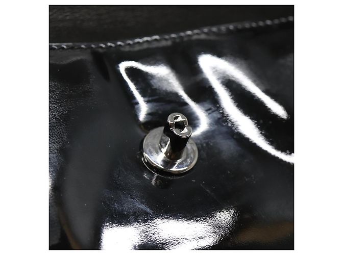 CHANEL COCO Borsa a spalla in pelle verniciata Nera Argento CC Auth yk14331 Nero - vista 15
