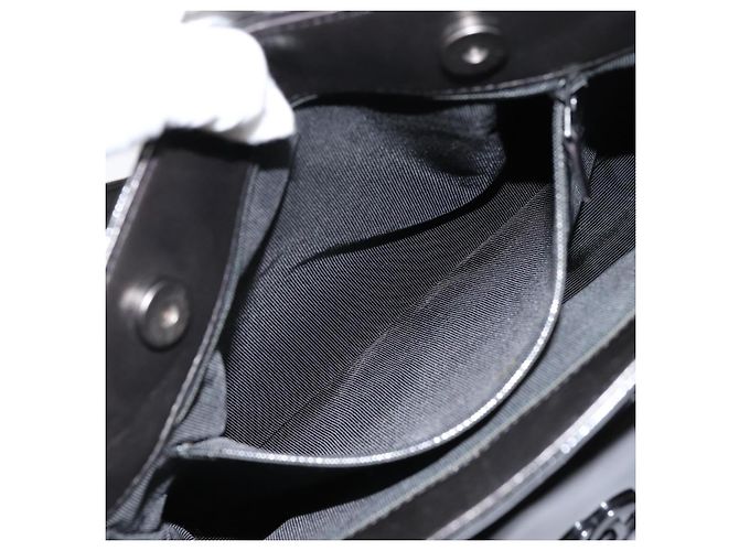 CHANEL COCO Borsa a spalla in pelle verniciata Nera Argento CC Auth yk14331 Nero - vista 23