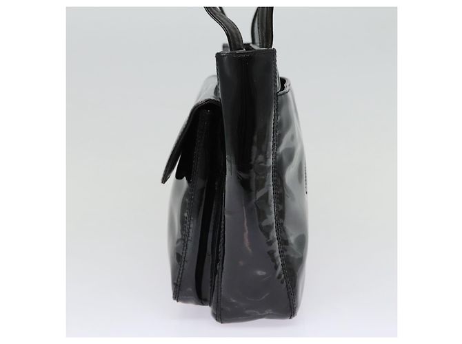 CHANEL COCO Borsa a spalla in pelle verniciata Nera Argento CC Auth yk14331 Nero - vista 4