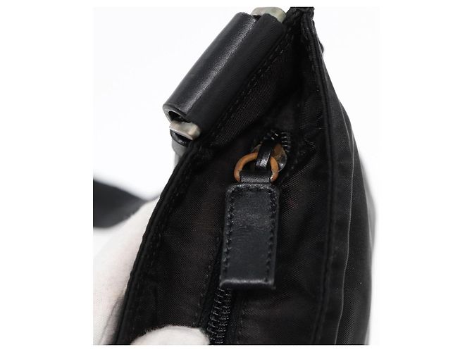Borsa a spalla PRADA in nylon nero argento autentica bs17219 - vista 15