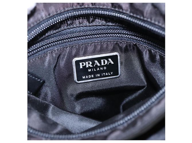 Borsa a spalla PRADA in nylon nero argento autentica bs17219 - vista 16