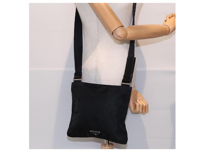 Borsa a spalla PRADA in nylon nero argento autentica bs17219 - vista 22