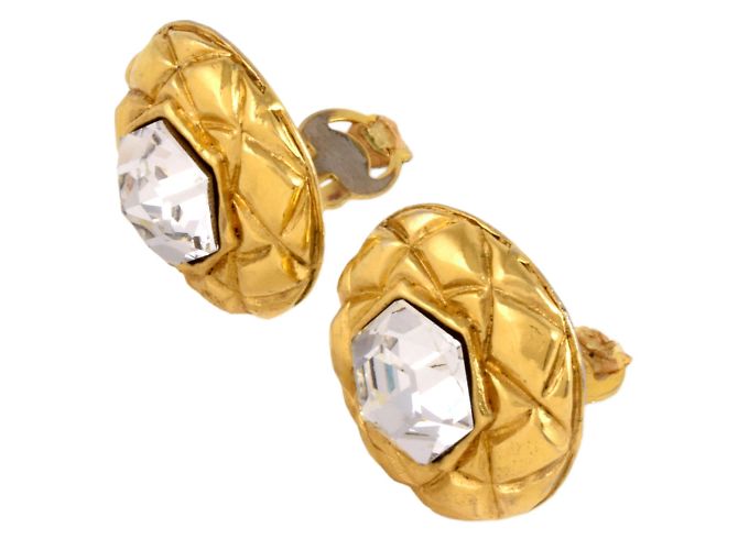 Orecchini rotondi a clip con strass Chanel - vista 2