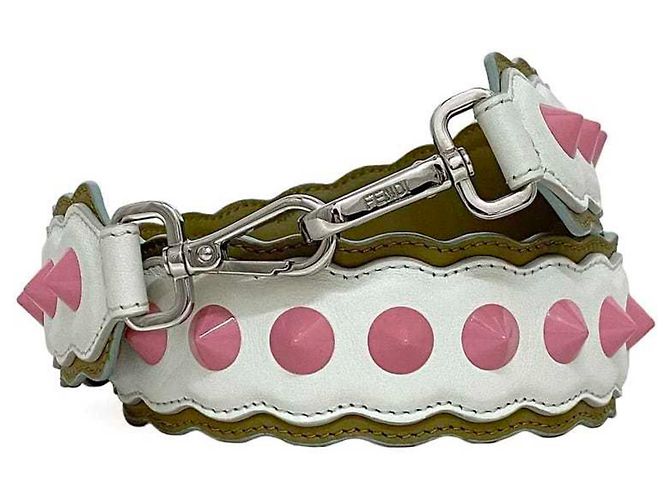 Fendi Leder Schultergurt Pink Weiß Beige - Ansicht 2