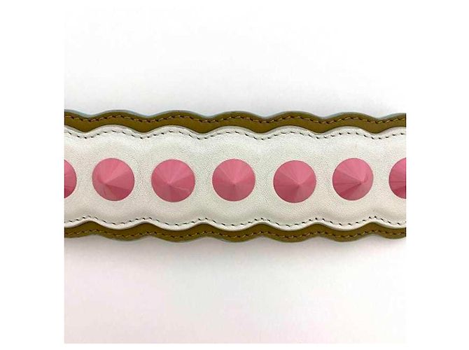 Fendi Leder Schultergurt Pink Weiß Beige - Ansicht 7
