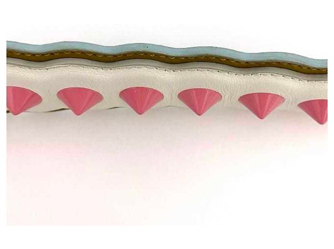 Fendi Leder Schultergurt Pink Weiß Beige - Ansicht 9