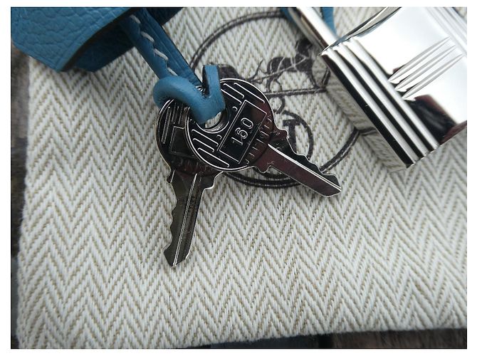 campanella, cerniera e lucchetto hermès nuovo per borsa hermès kelly messenger dustbag Blu - view 5