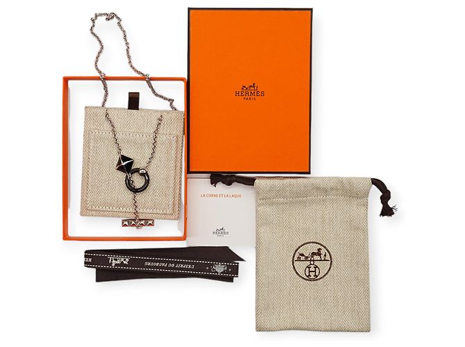 Ring Collana Hermès Medor XO Nero - vista 3