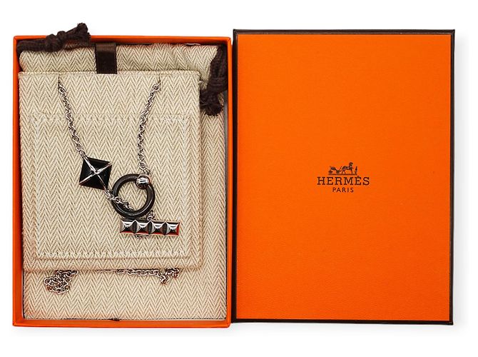 Ring Collana Hermès Medor XO Nero - vista 4