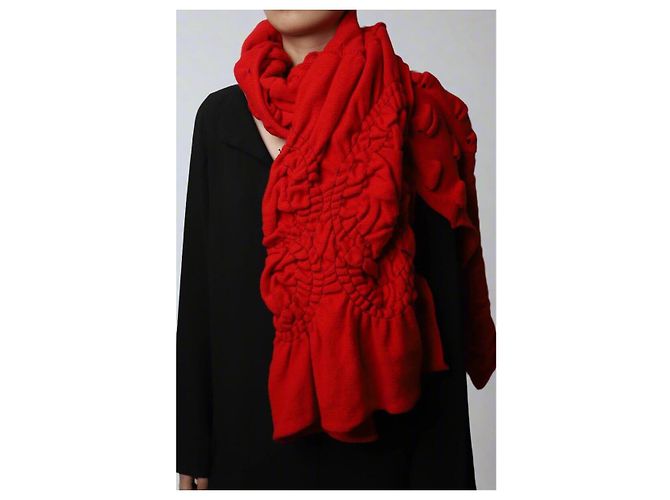 Simone Rocha Sciarpa in misto cashmere testurizzato rosso - vista 5