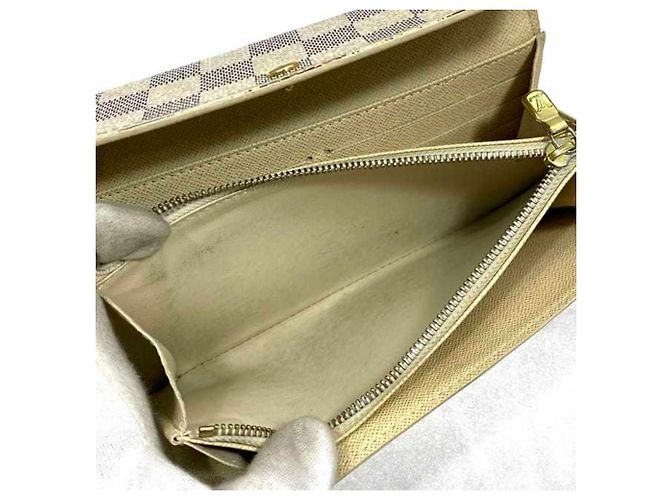 Cartera Larga Damier Azur Louis Vuitton Castaño Blanco - vista 7