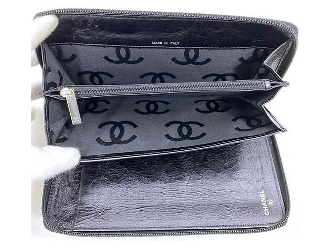 Cartera larga de cuero negro Chanel - vista 7
