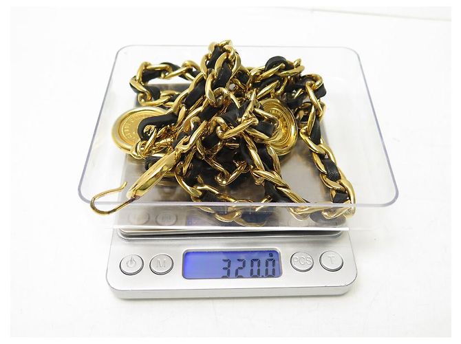 Medaillon VINTAGE CHANEL LOGO CC GÜRTEL VERSCHLUNGENES LEDER T70 GOLDMETALL Golden - Ansicht 7