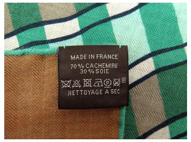 Aline Hermès NOVE CHALE HERMES AMERICAN QUILTS H243844S CACHEMIRE E SETA BEIGE SCIALLE - vista 12