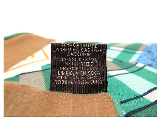 Aline Hermès NOVE CHALE HERMES AMERICAN QUILTS H243844S CACHEMIRE E SETA BEIGE SCIALLE - vista 13