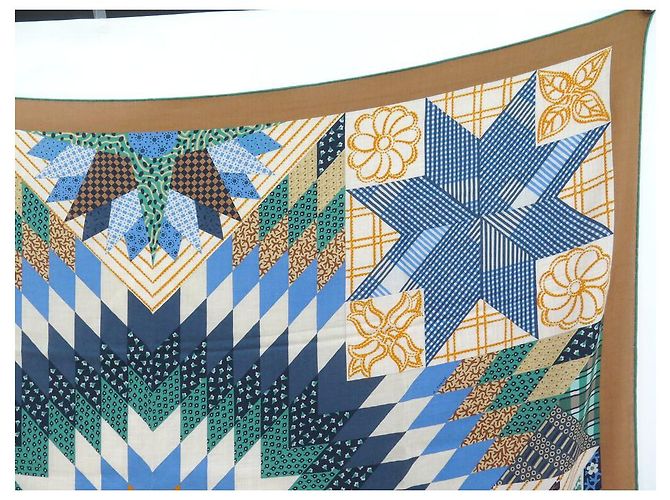 Aline Hermès NOVE CHALE HERMES AMERICAN QUILTS H243844S CACHEMIRE E SETA BEIGE SCIALLE - vista 3