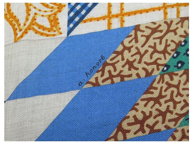 Aline Hermès NOVE CHALE HERMES AMERICAN QUILTS H243844S CACHEMIRE E SETA BEIGE SCIALLE - vista 9