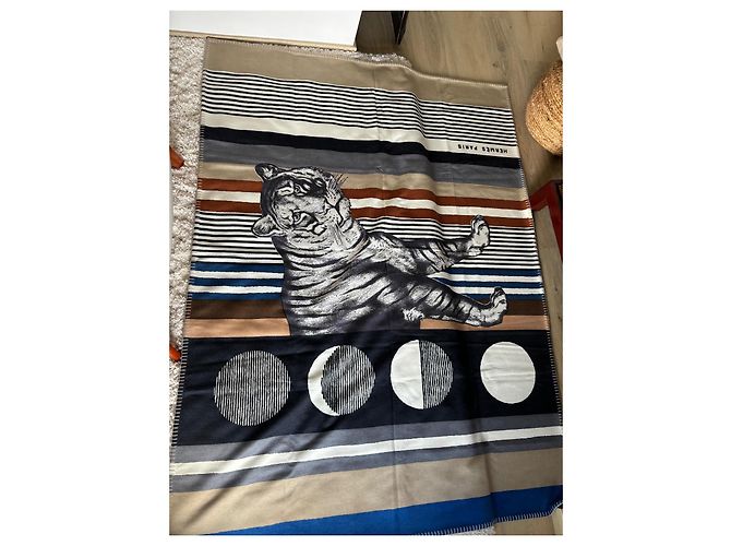 Hermès Tigerstreifen-Karo Marineblau - Ansicht 2