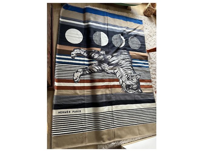 Hermès Tigerstreifen-Karo Marineblau - Ansicht 3