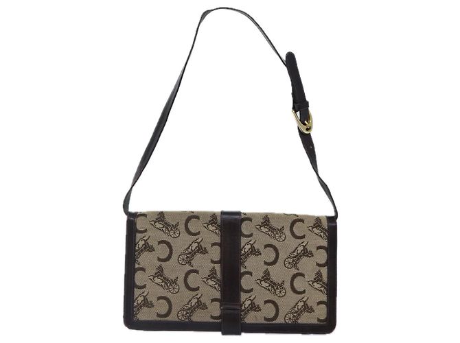 Céline BORSO A SPALLA CELINE C Saluki Tela Beige Auth 88426 - vista 2