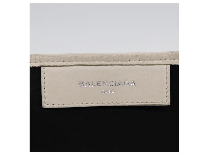 BALENCIAGA Navy Cabas Handtasche Leder Weiß Silber 339936 Auth bs17140 - Ansicht 17