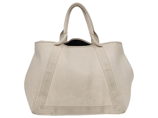 BALENCIAGA Navy Cabas Handtasche Leder Weiß Silber 339936 Auth bs17140 - Ansicht 2