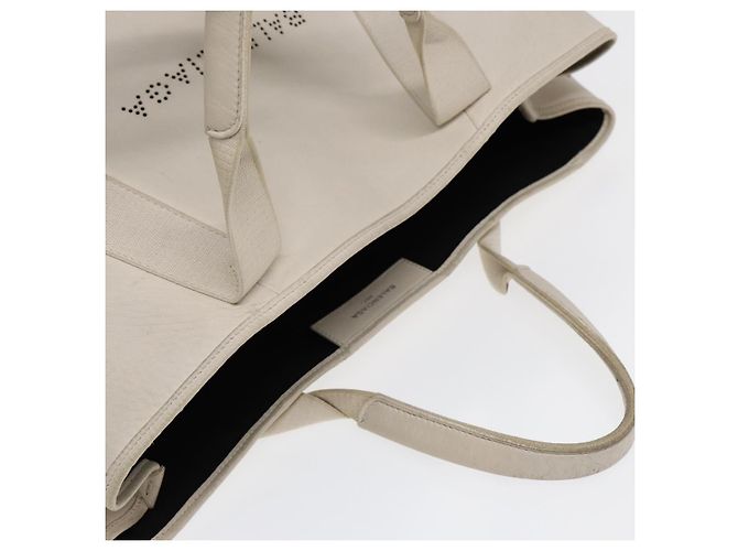 BALENCIAGA Navy Cabas Handtasche Leder Weiß Silber 339936 Auth bs17140 - Ansicht 6