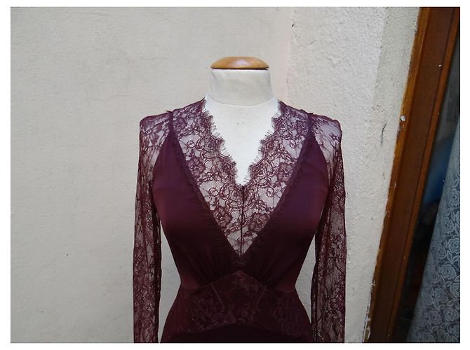 Abito Blumarine in seta e pizzo rosso scuro Bordò - vista 2
